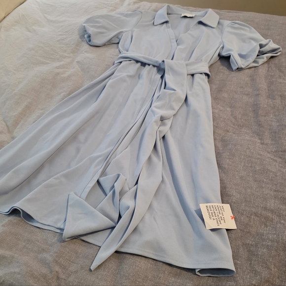 ASOS Light Blue Midi Dress with Belt - Picture 9 of 9